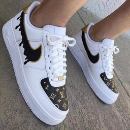 LV Logo Black Drip Gold Custom Air Force 1 - view 2
