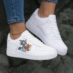 Tom And Jerry Gray Brown Custom Air Force 1 - view 2