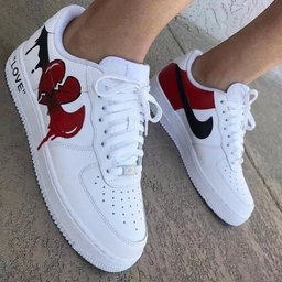 Heart Splash Love Red Black Custom Air Force 1