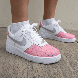 Donut Sprinkles Baby Pink Silver Custom Air Force 1