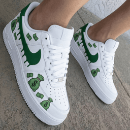 Money Bags And Cash Green Custom Air Force 1