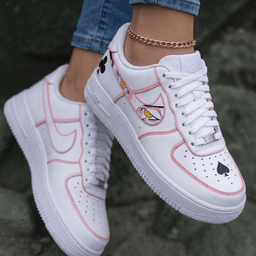 Cartoon Eyes Poker Symbols Baby Pink Black Custom Air Force 1 - view 2