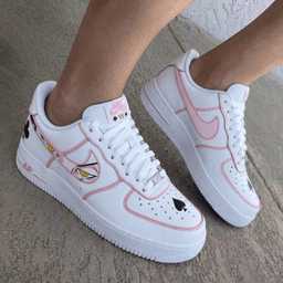 Cartoon Eyes Poker Symbols Baby Pink Black Custom Air Force 1