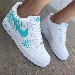 Cross Graffiti Splatter Teal Custom Air Force 1