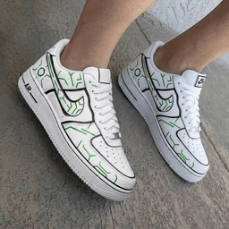 Green Tech Lines Green Black Custom Air Force 1