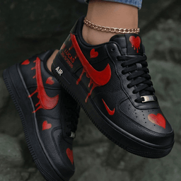 Hearts Drip Black Red Custom Air Force 1 - view 2