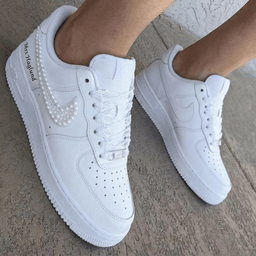 Pearl Lace Rhinestone Decorated Weeding Custom Air Force 1