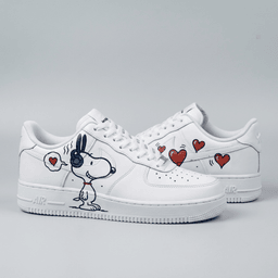 Snoopy Hearts Headphones Blue Red Custom Air Force 1 - view 2