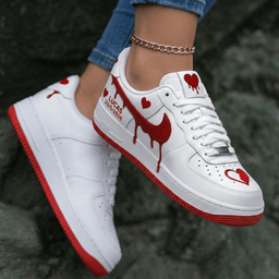 Dripping Hearts Red White Custom Air Force 1 Valentine's Day - view 2