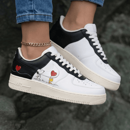 Snoopy Woodstock Hearts White Black Custom Air Force 1 - view 2