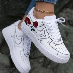 Red Roses Black Outline Custom Air Force 1 - view 2