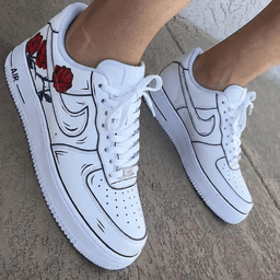Red Roses Black Outline Custom Air Force 1