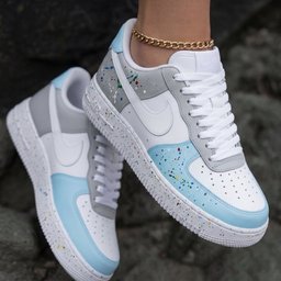 Paint Splatter Baby Blue Grey Custom Air Force 1 - view 2