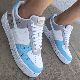Paint Splatter Baby Blue Grey Custom Air Force 1