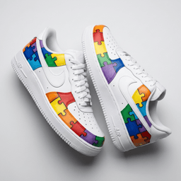 Puzzle Pieces Colorful Custom Air Force 1 - view 2