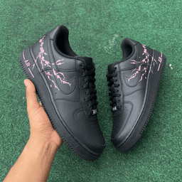 Hand Painted Pink Cherry Blossoms FLower Custom Air Force 1 Sneakers - view 3