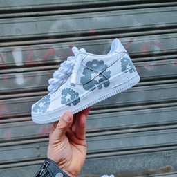 Hand Painted Gray Flower Custom Air Force 1 Sneakers - view 2