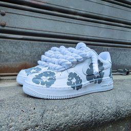 Hand Painted Gray Flower Custom Air Force 1 Sneakers - view 3