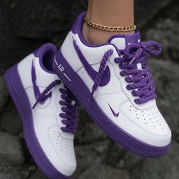 Rope Laces White Purple Custom Air Force 1 - view 2