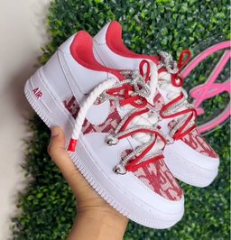 Hand Painted Red Custom Air Force 1 Sneakers - view 2