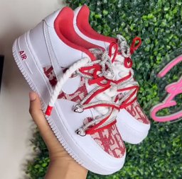 Hand Painted Red Custom Air Force 1 Sneakers - view 3
