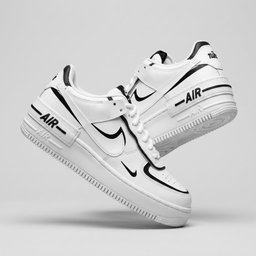 Hand Painted Black White Custom Air Force 1 Sneakers - view 3