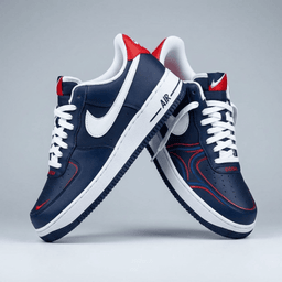 Hand Painted Navy Red Custom Air Force 1 Sneakers - view 2