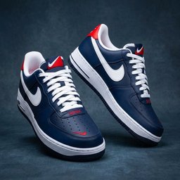 Hand Painted Navy Red Custom Air Force 1 Sneakers - view 4
