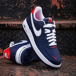 Hand Painted Navy Red Custom Air Force 1 Sneakers - view 3