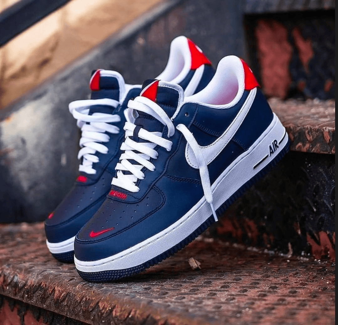 Hand Painted Navy Red Custom Air Force 1 Sneakers
