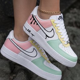 Dripping Cartoon Baby Pink Mint Green Yellow Custom Air Force 1 - view 2