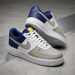 Hand Painted Custom Taupe Navy Gold Air Force 1 Sneakers - view 3
