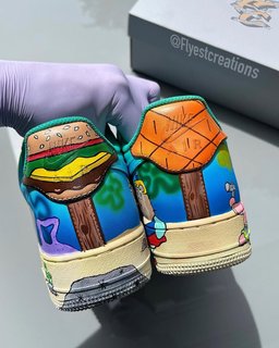 Hand Painted SpongeBob Custom Air Force 1 Sneakers - view 4