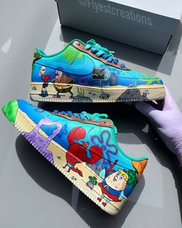 Hand Painted SpongeBob Custom Air Force 1 Sneakers