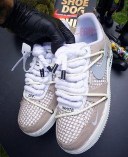 Hand Painted Custom Beige Air Force 1 Sneakers