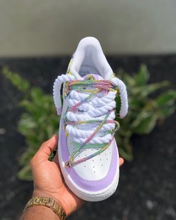 Custom Hand Painted Pastel Rhinestone Air Force 1 Sneakers - view 2