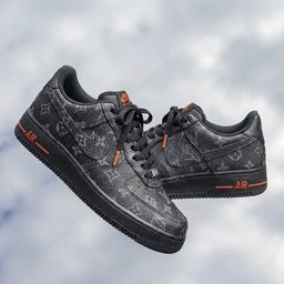 Hand Painted Black Custom Air Force 1 with Orange Accents - view 6