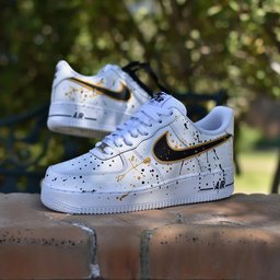 Hand Painted Black Gold Splatter Custom Air Force 1 Sneakers
