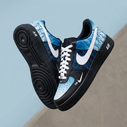 Hand Painted Blue Gradient Custom Air Force 1 Sneakers - view 4