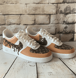 Custom Hand Painted Brown Drip Air Force 1 Sneakers - view 4