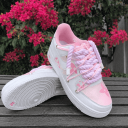 Custom Hand Painted Pink Air Force 1 Sneakers - view 3