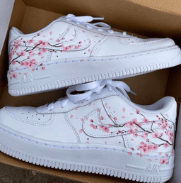 Hand Painted Cherry Blossom Custom Air Force 1 Sneakers - view 2