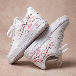 Hand Painted Cherry Blossom Custom Air Force 1 Sneakers - view 4