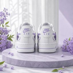 Hand Painted Purple Flower Butterfly Custom Air Force 1 Weeding Sneakers - view 3