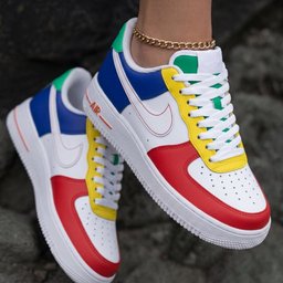 Color Blocked Red Yellow Blue Green Custom Air Force 1 - view 2