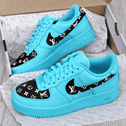 Hand Painted Turquoise Custom Air Force 1 Sneakers - view 2