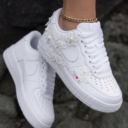 Lace Flowers Pearls Custom Air Force 1 Weeding Shoes - view 2