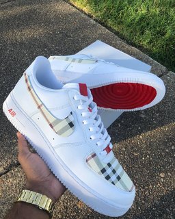 Hand Painted Plaid Custom Air Force 1 Sneakers - view 2