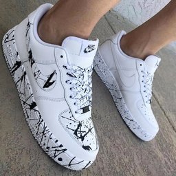 Ink Splatter White Black Custom Air Force 1