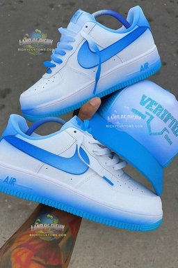 Hand Painted Blue Ombre Custom Air Force 1 Sneakers